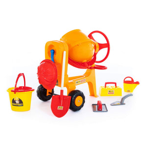 Play cement-mixer with bucketset worker ConsTruct, 8 pieces