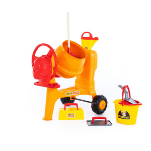 Play cement-mixer with bucketset worker ConsTruct, 8 pieces