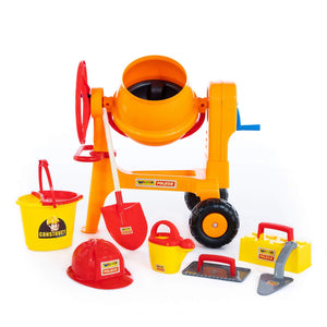 Play cement-mixer with bucketset worker ConsTruct, 8 pieces