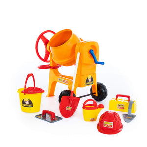 Play cement-mixer with bucketset worker ConsTruct, 8 pieces