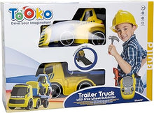 Load image into Gallery viewer, Tooko  Remote Control Truck with Sound Effects and Trailer with Bulldozer