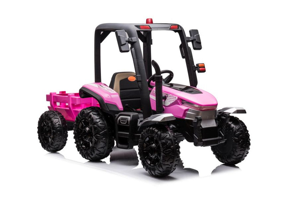 AgriPow 24V Electric Ride On Tractor with Trailer Pink