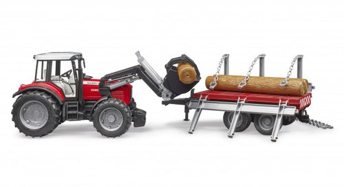 Massey Ferguson + Frontloader and timber trailer