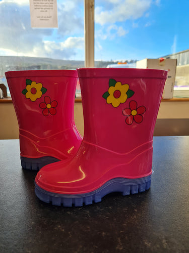 Pink/Lilac Flower Wellingtons